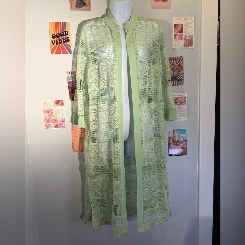 Picadilly Fashion Light Green Lace Kimono
